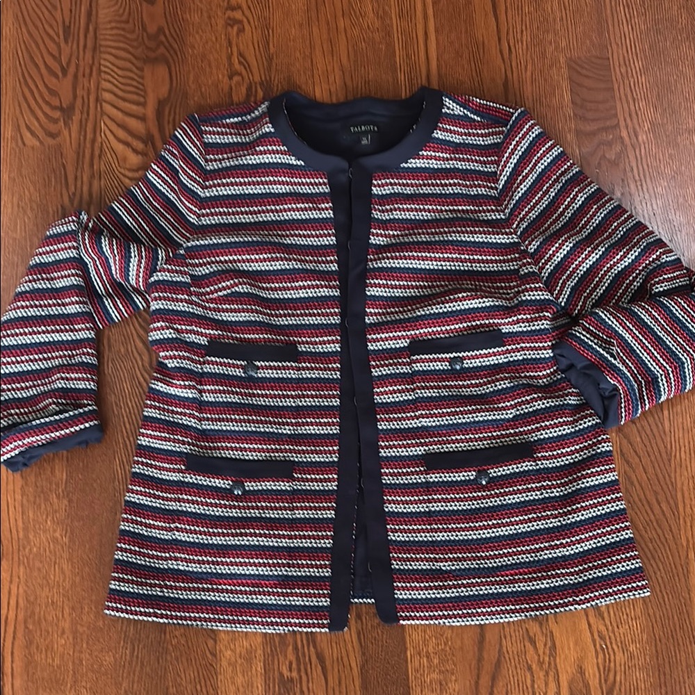 Talbots Red and Blue Blazer Nautical Knit